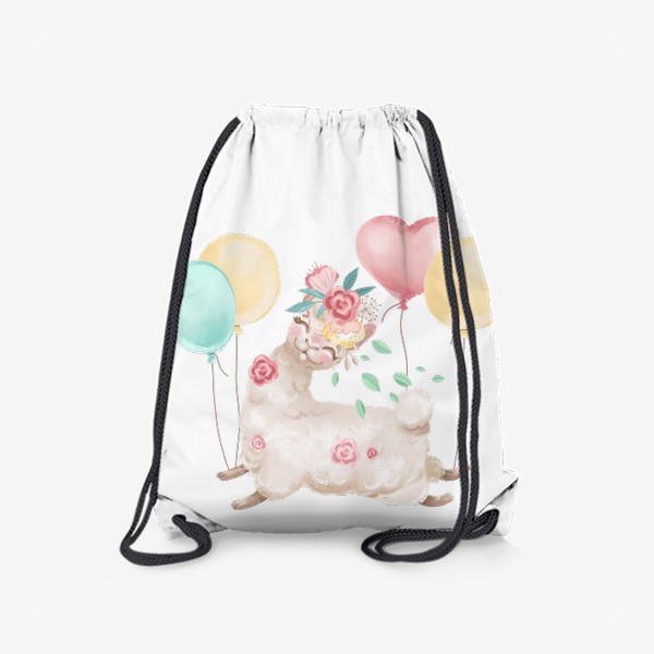 Рюкзак «Лама с цветами и шариками»