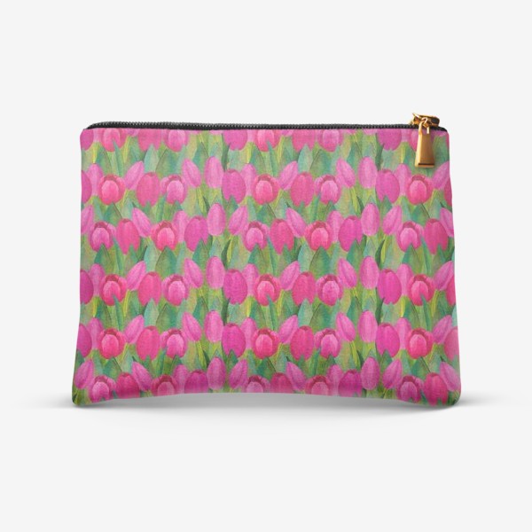 Косметичка «Паттерн розовые тюльпаны»