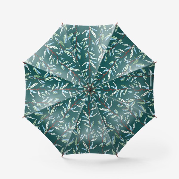 Зонт «Ветки на темной бирюзе»