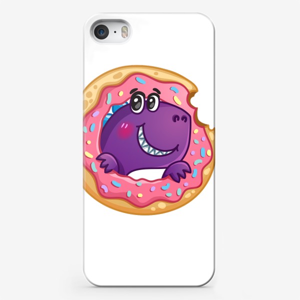 Чехол iPhone «Маленький динозаврик с пончиком»