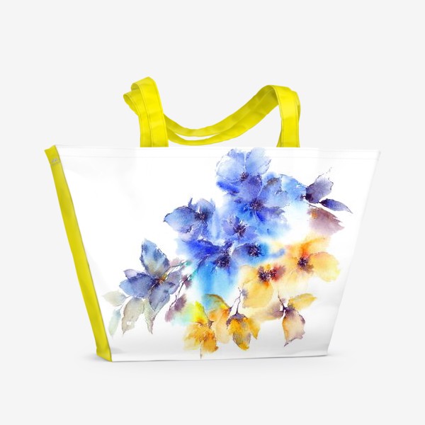 Пляжная сумка «Голубые и желтые цветы»