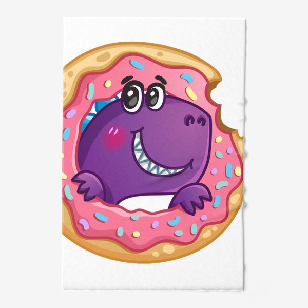 Полотенце «Маленький динозаврик с пончиком»