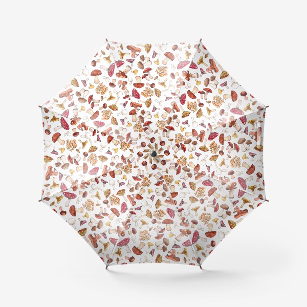 Зонт «Паттерн с акварельными грибами»