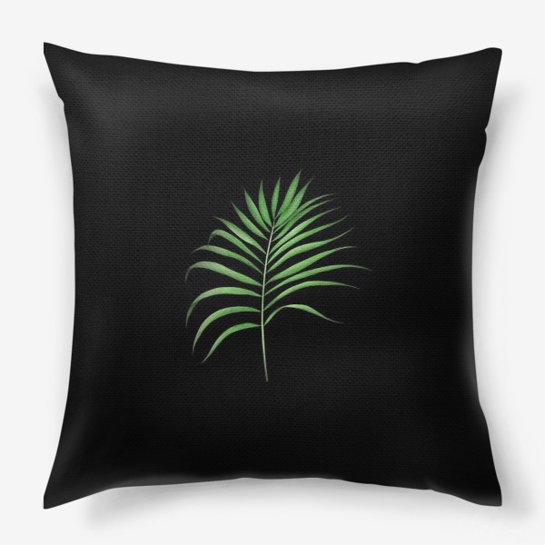 Подушка «Лист пальмы на черном фоне»
