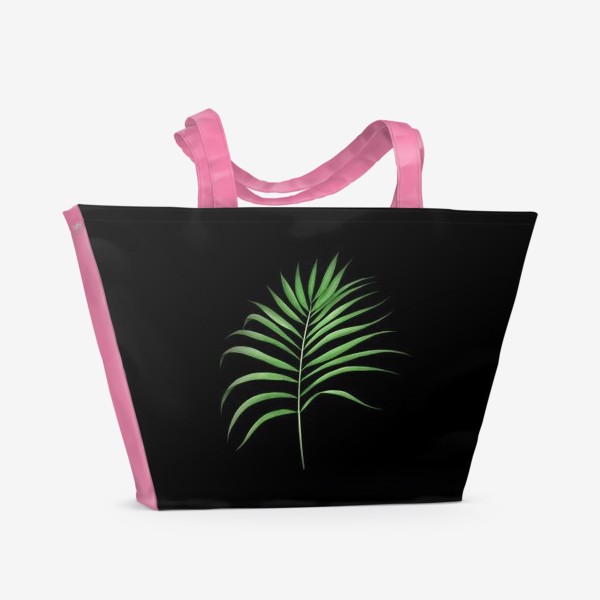 Пляжная сумка &laquo;Лист пальмы на черном фоне&raquo;