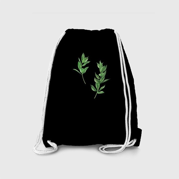 Рюкзак «Ветки эвкалипта на черном фоне»