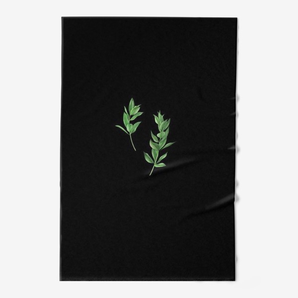 Полотенце «Ветки эвкалипта на черном фоне»