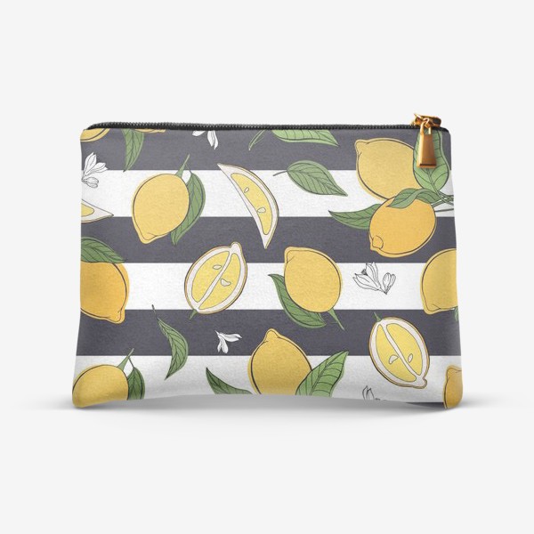 Косметичка «Принт с лимонами на полосатом фоне»