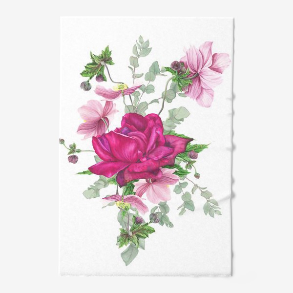 Полотенце «Цветочная композиция с розой и анемонами»