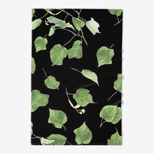 Полотенце &laquo;Ветки и листья липы на черном фоне&raquo;