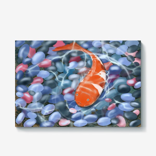 Холст «Иллюстрация - оранжевая рыбка под водой»