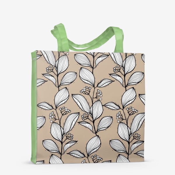 Сумка-шоппер «Растительный орнамент с листьями и ягодами, графика»