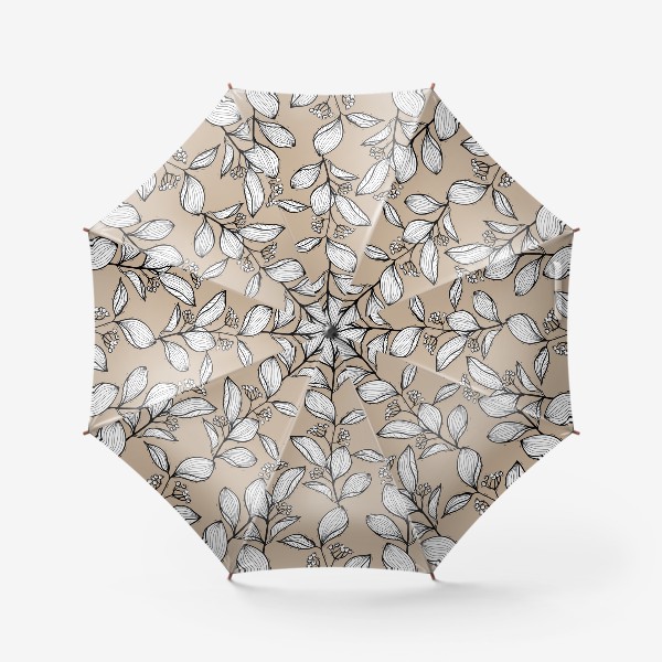 Зонт «Растительный орнамент с листьями и ягодами, графика»