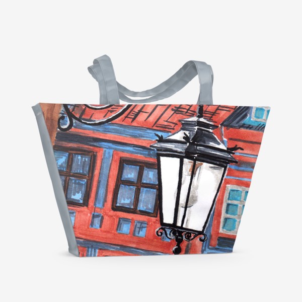 Пляжная сумка «Фонарь в городе»