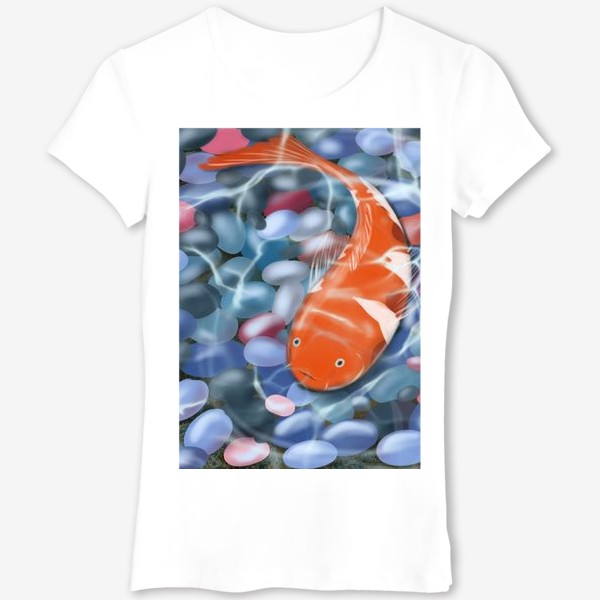 Футболка «Иллюстрация - оранжевая рыбка под водой»