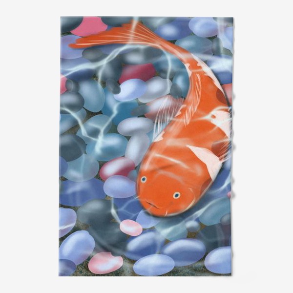 Полотенце «Иллюстрация - оранжевая рыбка под водой»
