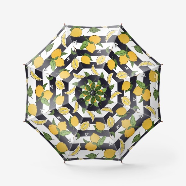 Зонт «Принт с лимонами на полосатом фоне»