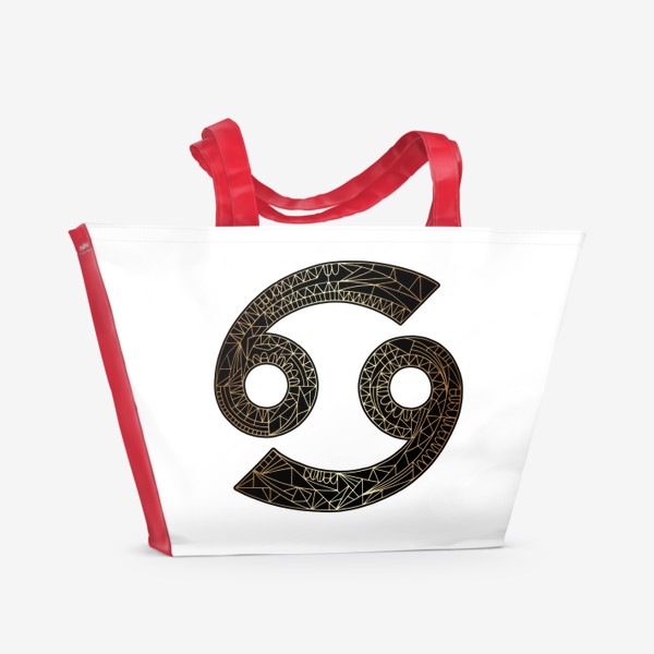 Пляжная сумка «РАК знак зодиака золото на черном»