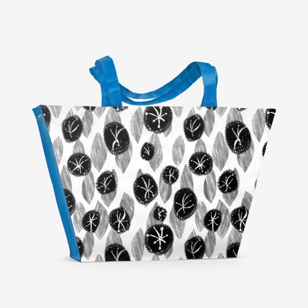 Пляжная сумка «Черно-белое цветение»