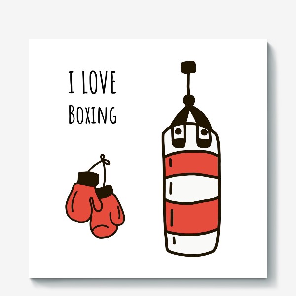 Холст «люблю бокс»