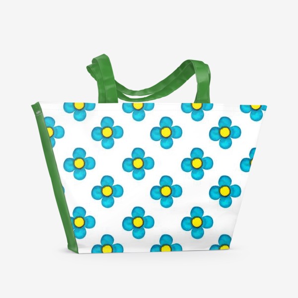 Пляжная сумка «Паттерн Голубые цветочки»