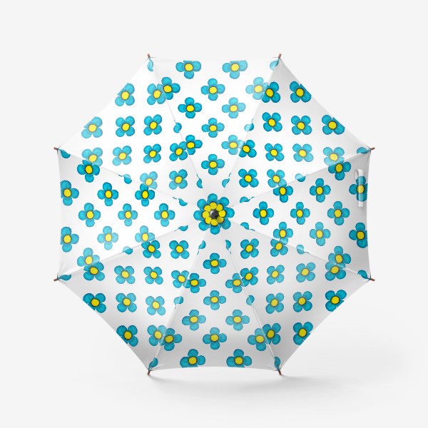 Зонт «Паттерн Голубые цветочки»
