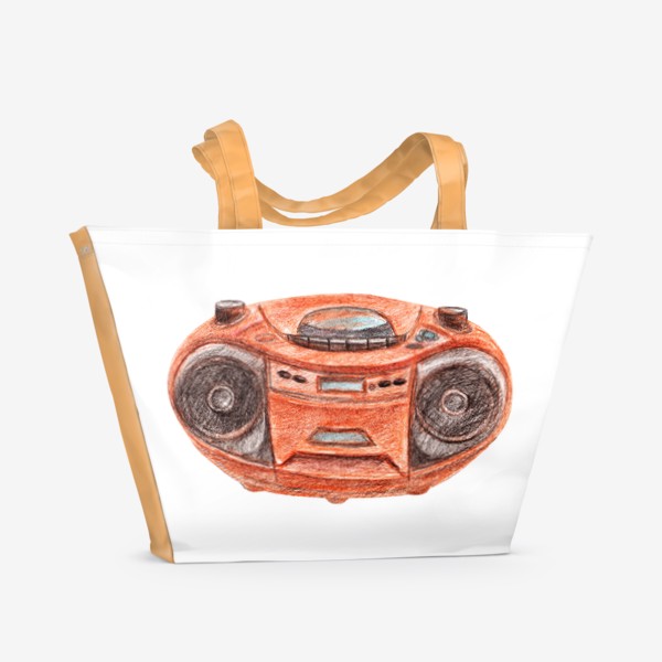 Пляжная сумка «Оранжевый магнитофон»