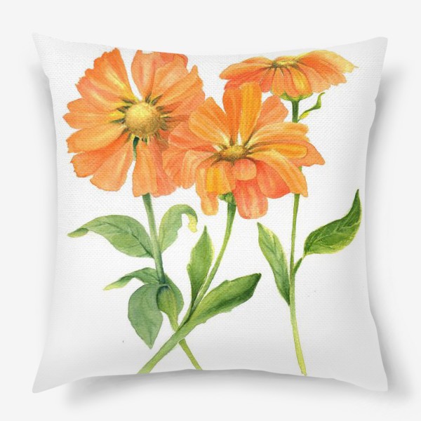 Подушка «Оранжевые цветы»