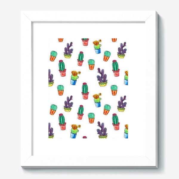 Картина «Кактусы в цветных горшках»
