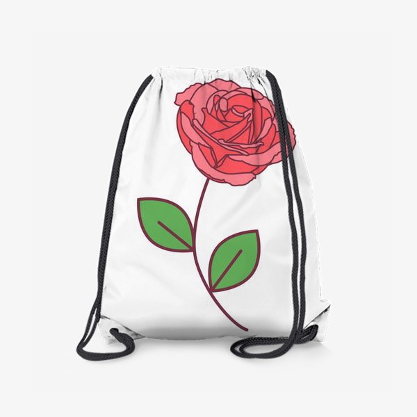Рюкзак «Розовая роза с зелеными листочками и длинным стеблем»