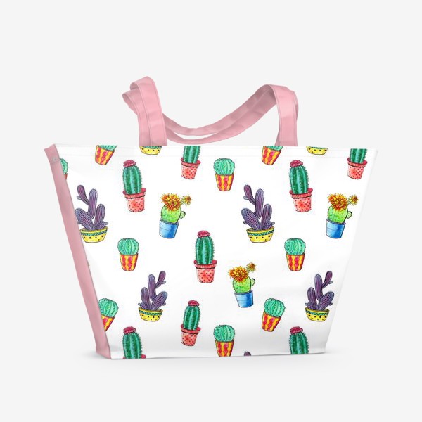 Пляжная сумка «Кактусы в цветных горшках»