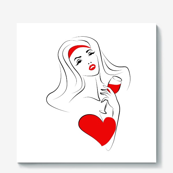 Холст «Леди с бокалом вина»