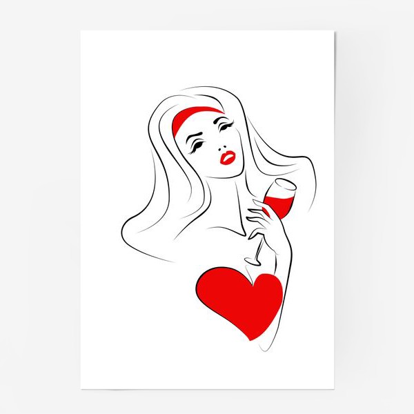 Постер «Леди с бокалом вина»