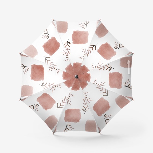 Зонт «Золотые листья и розовые акварельные пятна»