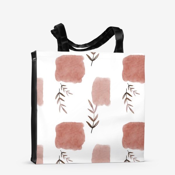 Сумка-шоппер «Золотые листья и розовые акварельные пятна»
