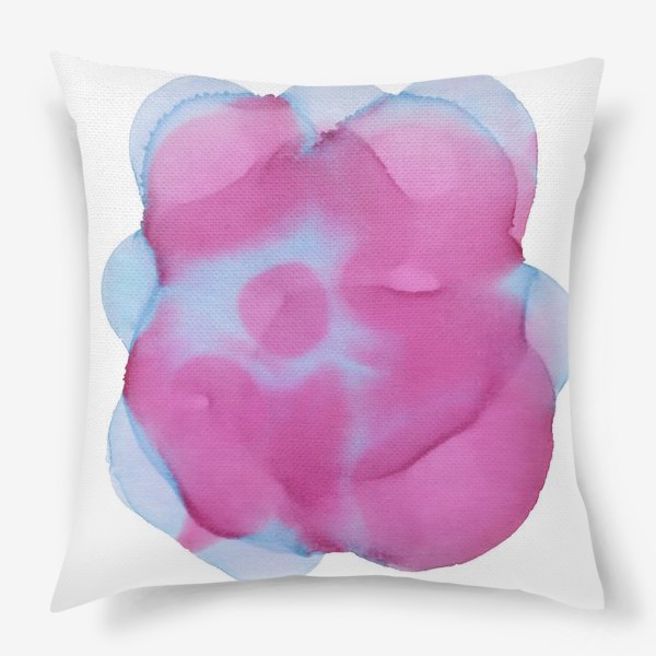 Подушка «Абстракция голубых и розовых чернил»