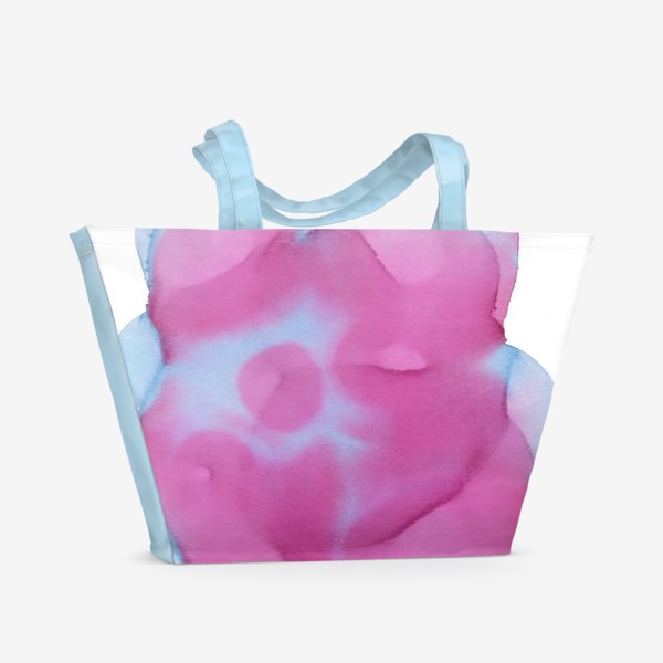 Пляжная сумка «Абстракция голубых и розовых чернил»