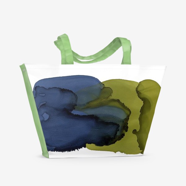 Пляжная сумка «Магия цвета. Абстракция в синем и зеленом цвете. Интерьерный минимализм»