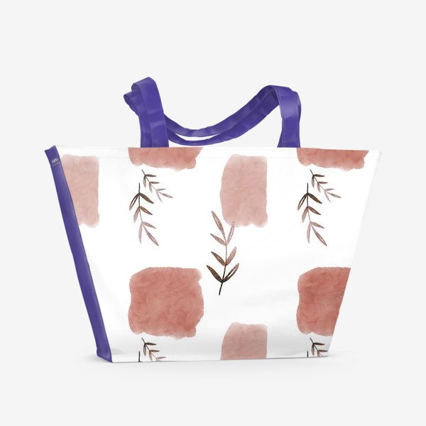 Пляжная сумка «Золотые листья и розовые акварельные пятна»