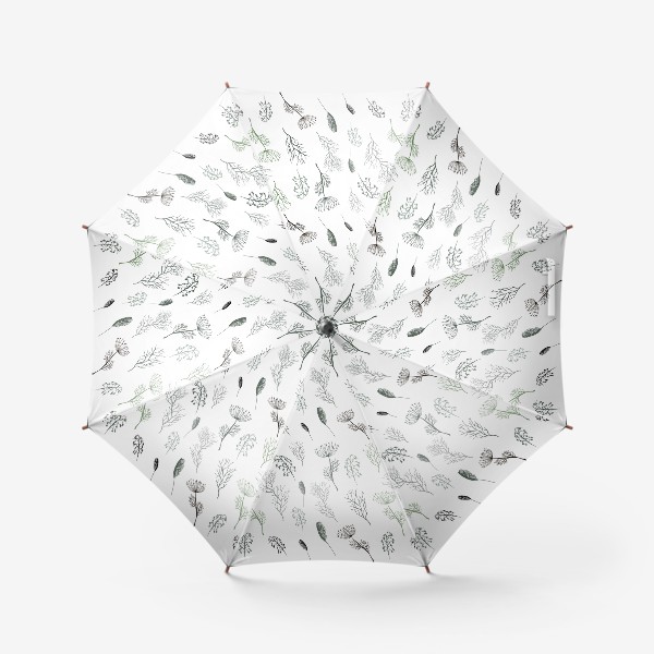 Зонт «Минималистичный паттерн с веточками зелени»