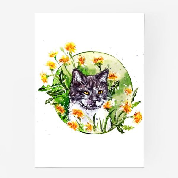 Постер « кот в одуванчиках»