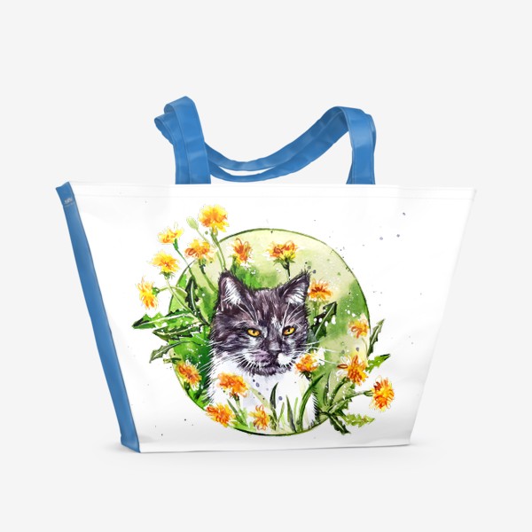 Пляжная сумка « кот в одуванчиках»
