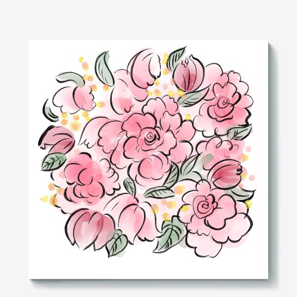Холст «Розовые цветы»