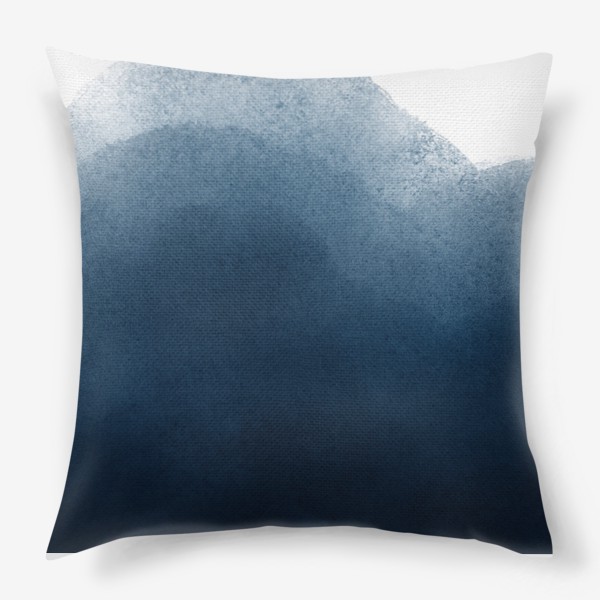 Подушка «Синие акварельные волны»