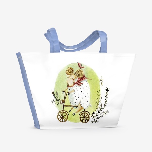 Пляжная сумка «Овечка на велосипеде»
