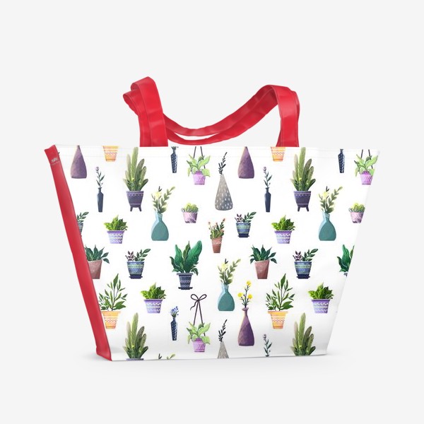 Пляжная сумка «Летний паттерн с растениями»