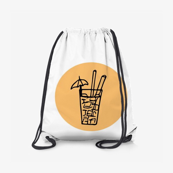Рюкзак «коктейль в стакане с зонтиком и трубочками. летний напиток в стиле дудл»