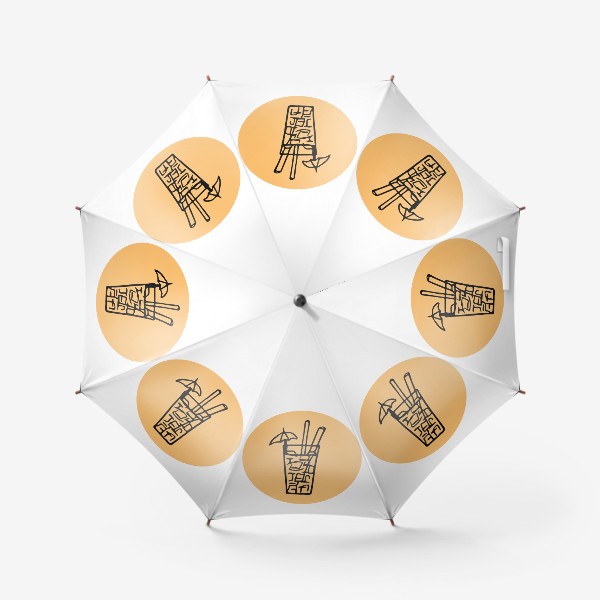 Зонт «коктейль в стакане с зонтиком и трубочками. летний напиток в стиле дудл»