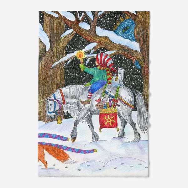 Полотенце «Новогодняя ночь в сказочном лесу»