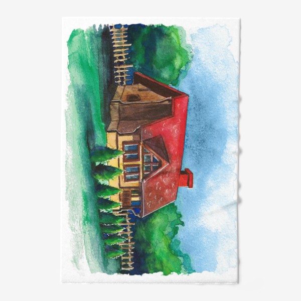 Полотенце &laquo;Деревенский домик с красной крышей&raquo;